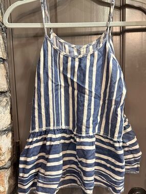 Chan Luu Blue and White Striped Mini Tiered Shirt